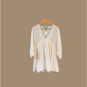 Zara white eyelet boho mini dress